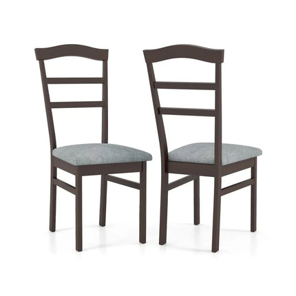 Wooden Dining Chair Set of 2 Linen Fabric Upholstered Kitchen Chairs Farmhouse Side Accent Chairs - Dining Chairs