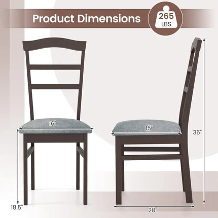 Wooden Dining Chair Set of 2 Linen Fabric Upholstered Kitchen Chairs Farmhouse Side Accent Chairs - Dining Chairs