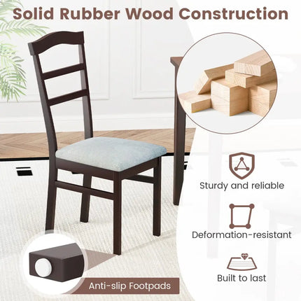 Wooden Dining Chair Set of 2 Linen Fabric Upholstered Kitchen Chairs Farmhouse Side Accent Chairs - Dining Chairs