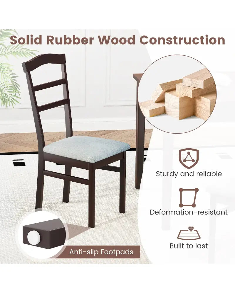 Wooden Dining Chair Set of 2 Linen Fabric Upholstered Kitchen Chairs Farmhouse Side Accent Chairs - Dining Chairs