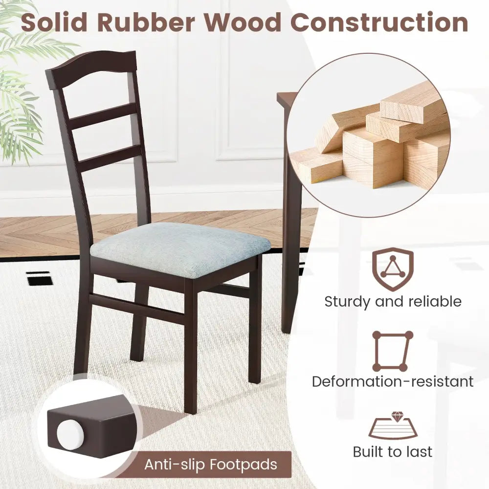 Wooden Dining Chair Set of 2 Linen Fabric Upholstered Kitchen Chairs Farmhouse Side Accent Chairs - Dining Chairs