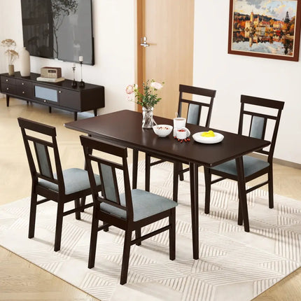 Wooden Dining Chair Set of 2 Linen Fabric Upholstered Kitchen Chairs with Rubber Wood Frame - Dining Chairs