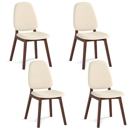 Wooden Dining Chair Set of 2 Mid-Century Modern Upholstered Side Armless Chair-Brown - Brown - Dining Chairs