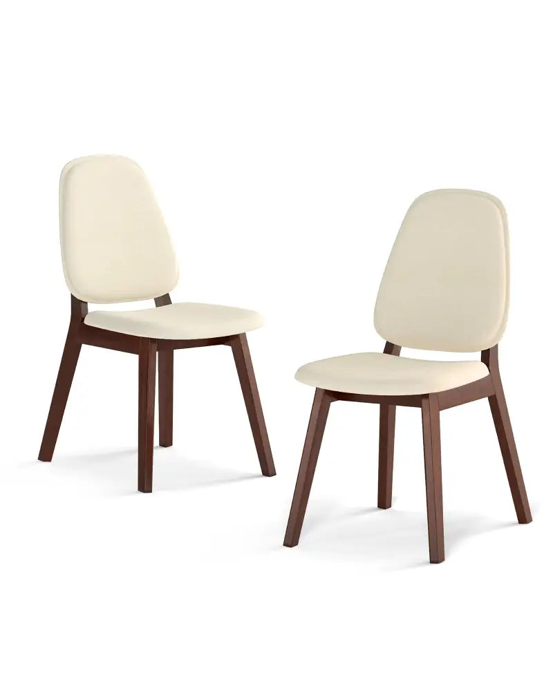 Wooden Dining Chair Set of 2 Mid-Century Modern Upholstered Side Armless Chair-Brown - Brown - Dining Chairs