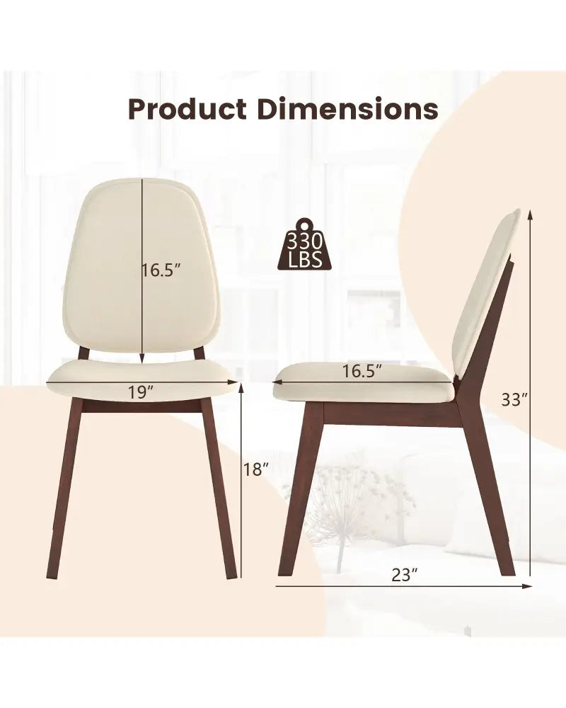 Wooden Dining Chair Set of 2 Mid-Century Modern Upholstered Side Armless Chair-Brown - Brown - Dining Chairs