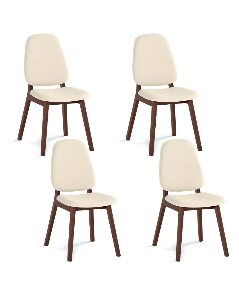 Wooden Dining Chair Set of 2 Mid-Century Modern Upholstered Side Armless Chair-Brown - Brown - Dining Chairs