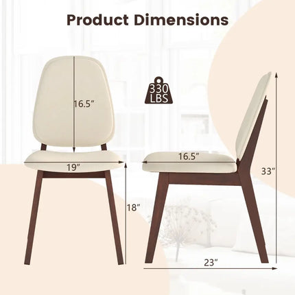 Wooden Dining Chair Set of 2 Mid-Century Modern Upholstered Side Armless Chair-Brown - Brown - Dining Chairs
