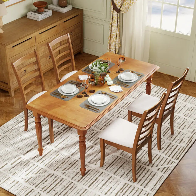 Wooden Dining Chair Set of 2 Modern Upholstered Kitchen Chair-Beige - Beige - Dining Chairs