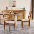 Wooden Dining Chair Set of 2 Modern Upholstered Kitchen Chair-Beige - Beige - Dining Chairs
