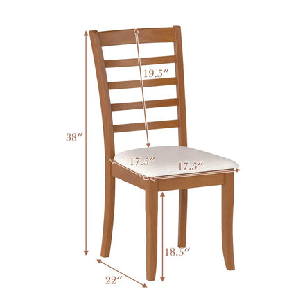 Wooden Dining Chair Set of 2 Modern Upholstered Kitchen Chair-Beige - Beige - Dining Chairs