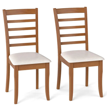 Wooden Dining Chair Set of 2 Modern Upholstered Kitchen Chair-Beige - Beige - Dining Chairs