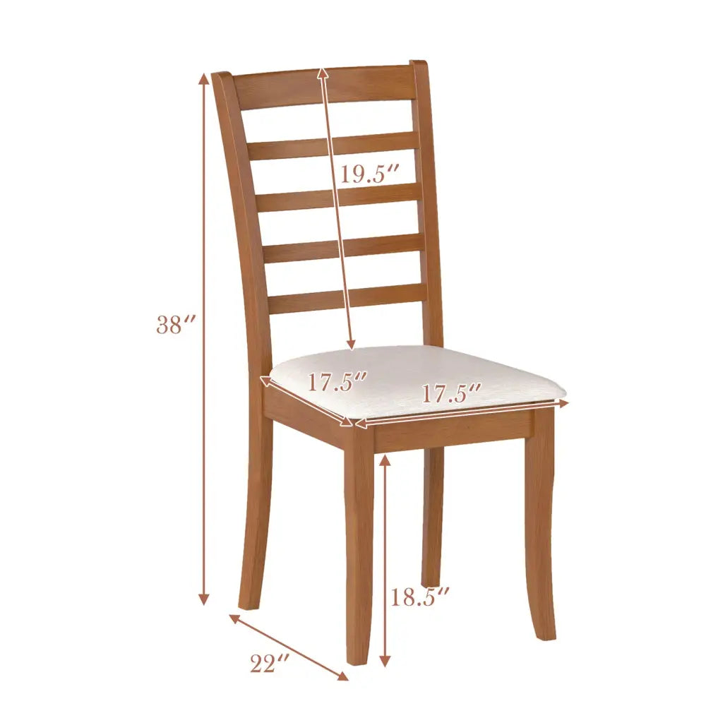 Wooden Dining Chair Set of 2 Modern Upholstered Kitchen Chair-Beige - Beige - Dining Chairs