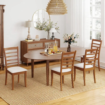 Wooden Dining Chair Set of 2 Modern Upholstered Kitchen Chair-Beige - Beige - Dining Chairs