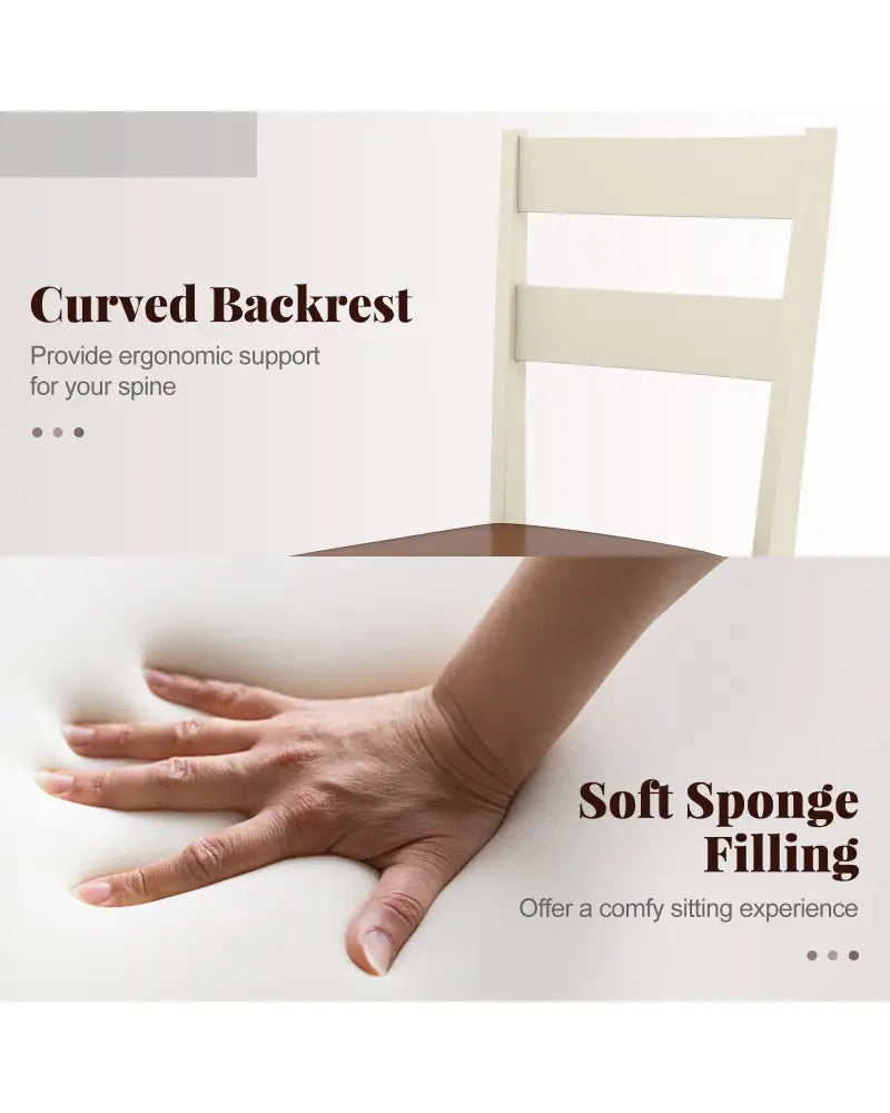 Wooden Dining Chair Set of 2 PU Leather Upholstered Kitchen Armless Chairs-White - White - Dining Chairs