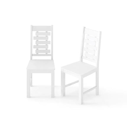 Wooden Dining Chair Set of 2 Solid Rubber Wood Kitchen Chairs-White - White - Dining Chairs