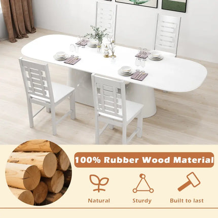 Wooden Dining Chair Set of 2 Solid Rubber Wood Kitchen Chairs-White - White - Dining Chairs