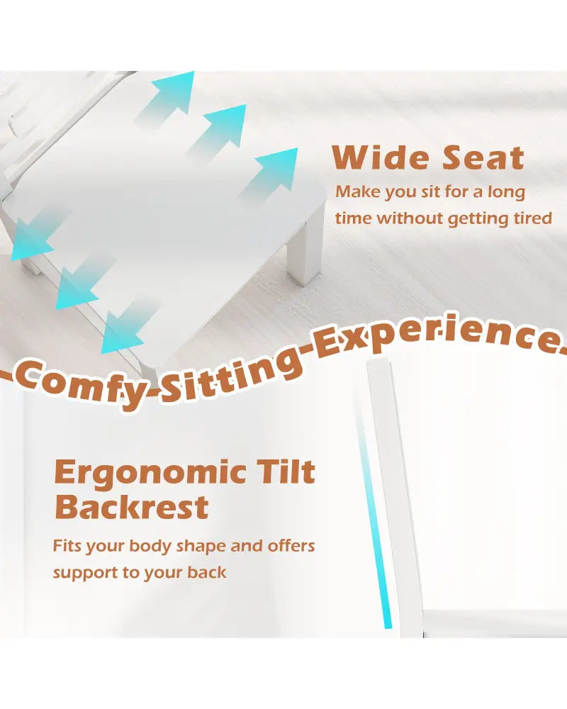 Wooden Dining Chair Set of 2 Solid Rubber Wood Kitchen Chairs-White - White - Dining Chairs