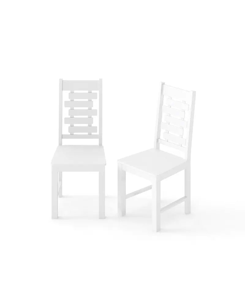 Wooden Dining Chair Set of 2 Solid Rubber Wood Kitchen Chairs-White - White - Dining Chairs