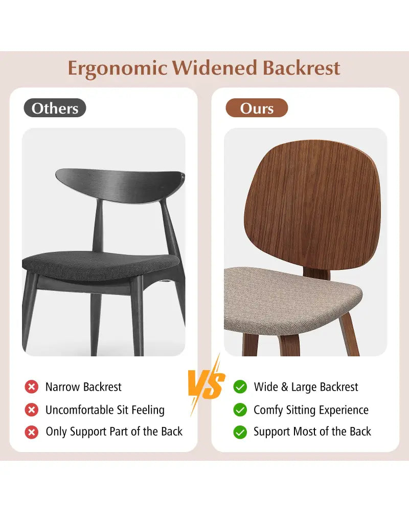 Wooden Dining Chair Set of 2 with Bentwood Frame and Padded Seat-Walnut - Walnut - Dining Chairs