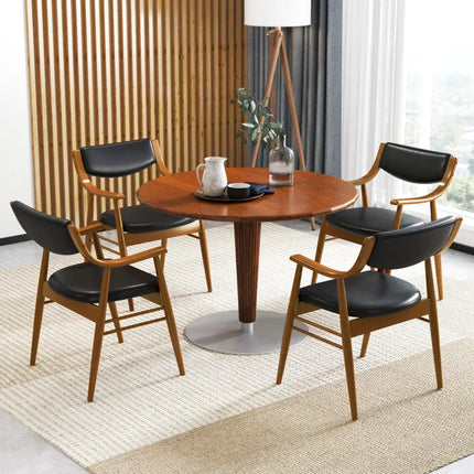 Wooden Dining Chair Set of 2 with Padded Seat and Back-Black - Black - Dining Chairs