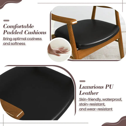 Wooden Dining Chair Set of 2 with Padded Seat and Back-Black - Black - Dining Chairs