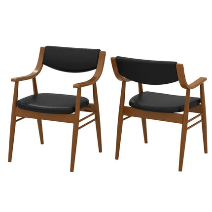 Wooden Dining Chair Set of 2 with Padded Seat and Back-Black - Black - Dining Chairs