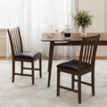 Wooden Dining Chair Set of 2 with Rubber Wood Frame and Padded Seat-Brown - Brown - Dining Chairs