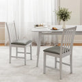Wooden Dining Chair Set of 2 with Rubber Wood Frame and Padded Seat-White - White - Dining Chairs