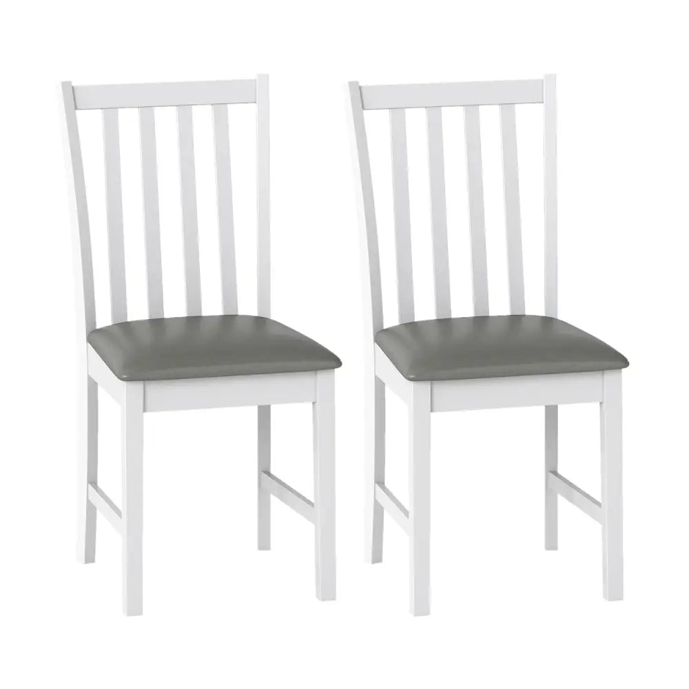 Wooden Dining Chair Set of 2 with Rubber Wood Frame and Padded Seat-White - White - Dining Chairs