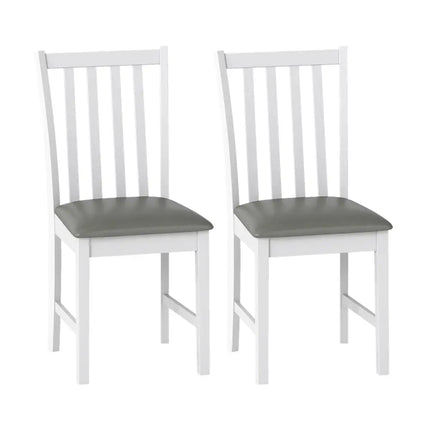 Wooden Dining Chair Set of 2 with Rubber Wood Frame and Padded Seat-White - White - Dining Chairs