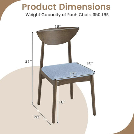 Wooden Dining Chair Set of 2 with Rubber Wood Leg-Brown - Brown - Dining Chairs