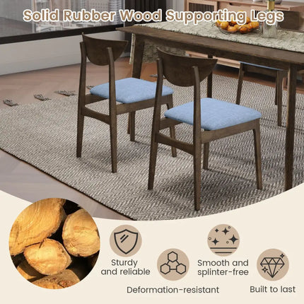 Wooden Dining Chair Set of 2 with Rubber Wood Leg-Brown - Brown - Dining Chairs
