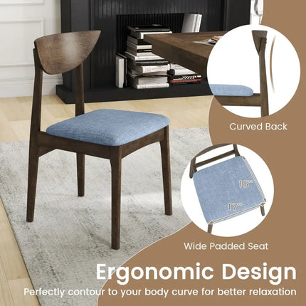 Wooden Dining Chair Set of 2 with Rubber Wood Leg-Brown - Brown - Dining Chairs