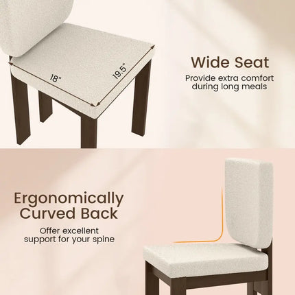 Wooden Dining Chair Set of 2 with Rubber Wood Leg for Home Office Living Room-Brown - Brown - Dining Chairs