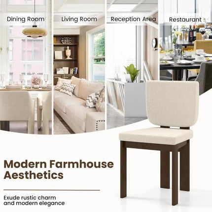 Wooden Dining Chair Set of 2 with Rubber Wood Leg for Home Office Living Room-Brown - Brown - Dining Chairs