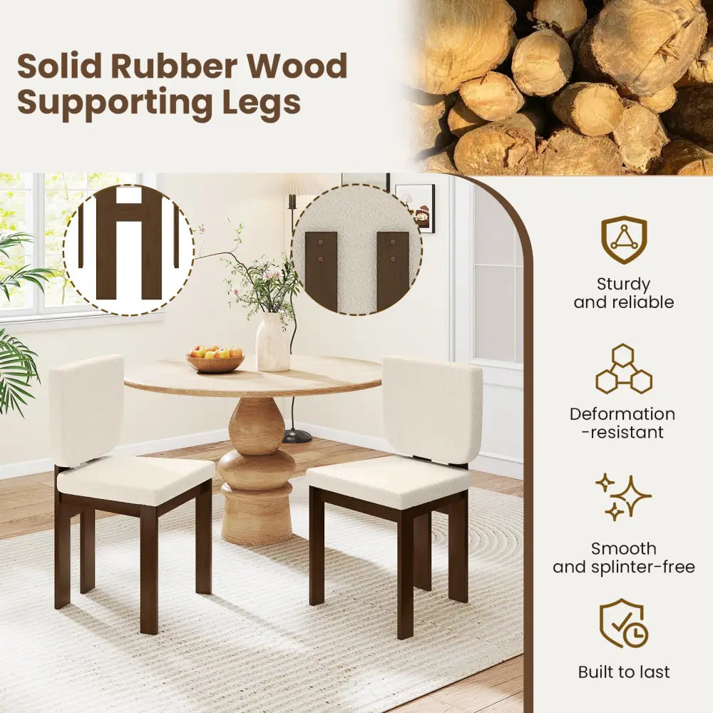 Wooden Dining Chair Set of 2 with Rubber Wood Leg for Home Office Living Room-Brown - Brown - Dining Chairs