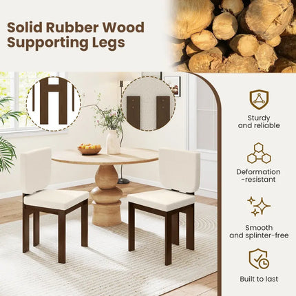 Wooden Dining Chair Set of 2 with Rubber Wood Leg for Home Office Living Room-Brown - Brown - Dining Chairs