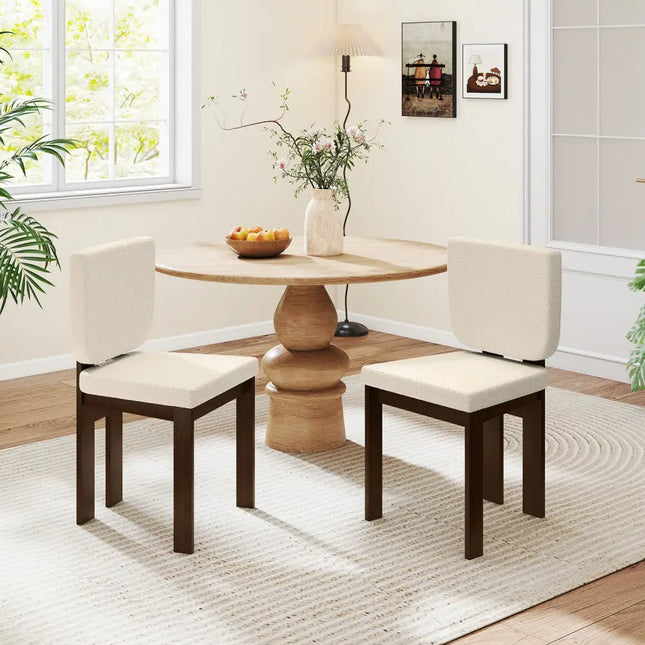 Wooden Dining Chair Set of 2 with Rubber Wood Leg for Home Office Living Room-Brown - Brown - Dining Chairs