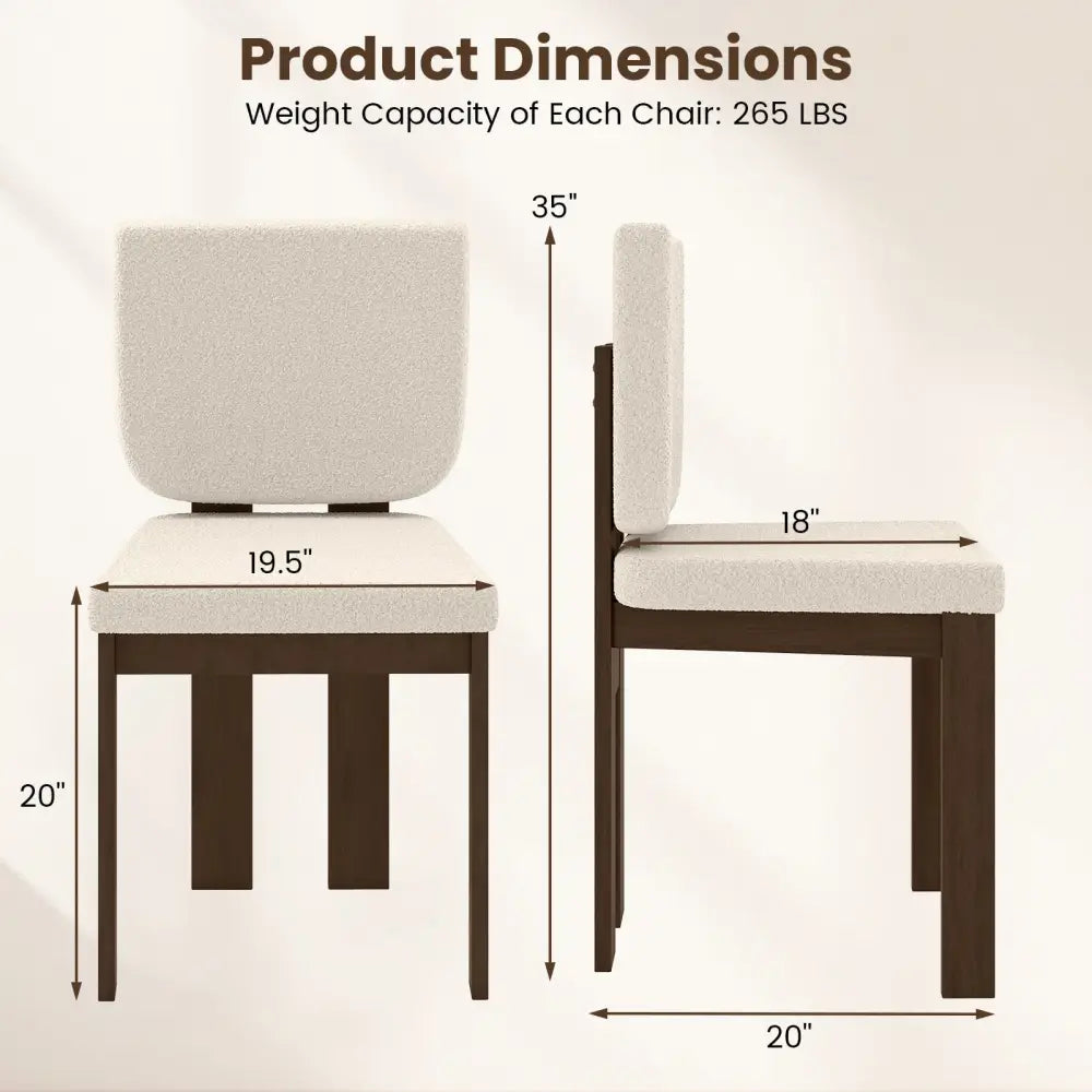 Wooden Dining Chair Set of 2 with Rubber Wood Leg for Home Office Living Room-Brown - Brown - Dining Chairs