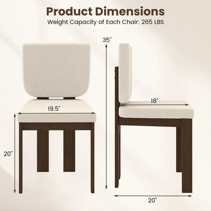 Wooden Dining Chair Set of 2 with Rubber Wood Leg for Home Office Living Room-Brown - Brown - Dining Chairs