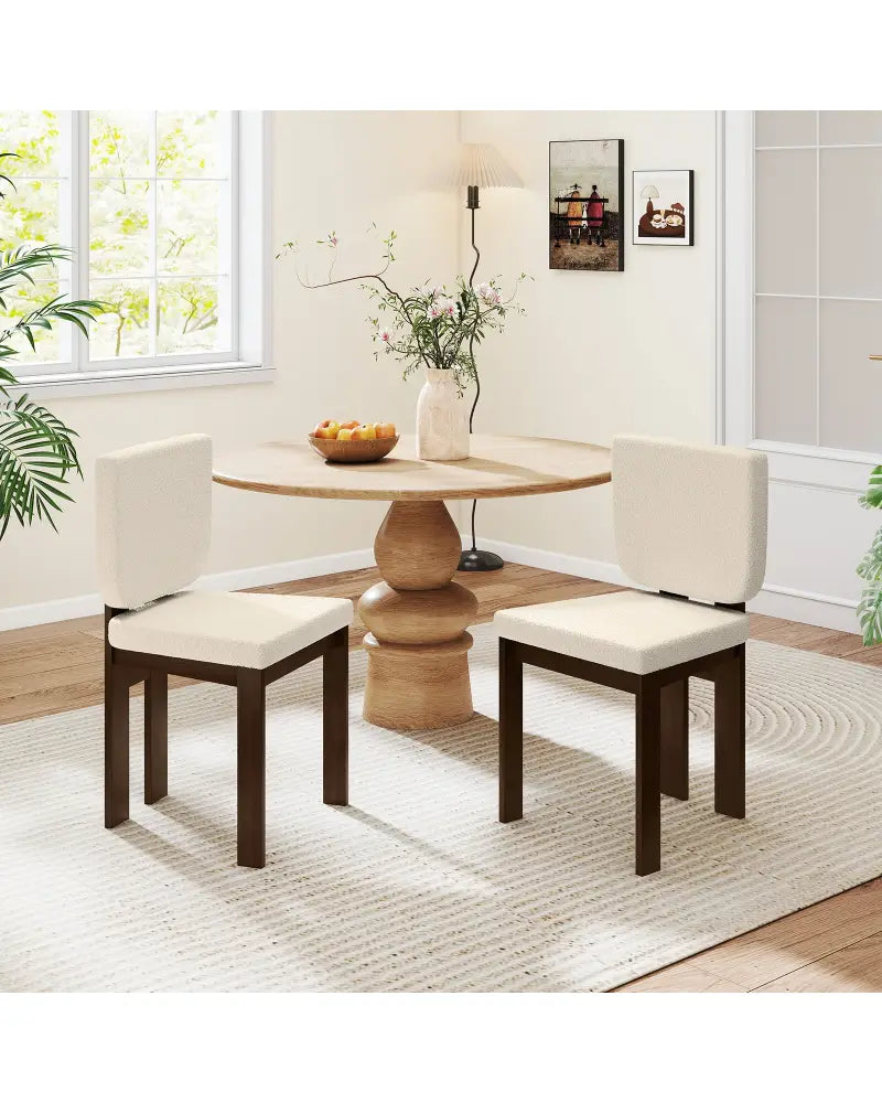 Wooden Dining Chair Set of 2 with Rubber Wood Leg for Home Office Living Room-Brown - Brown - Dining Chairs