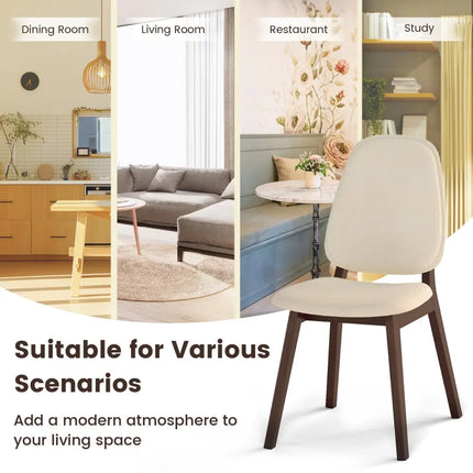 Wooden Dining Chair Set of 4 Mid-Century Modern Upholstered Side Armless Chair-Brown - Brown - Dining Chairs
