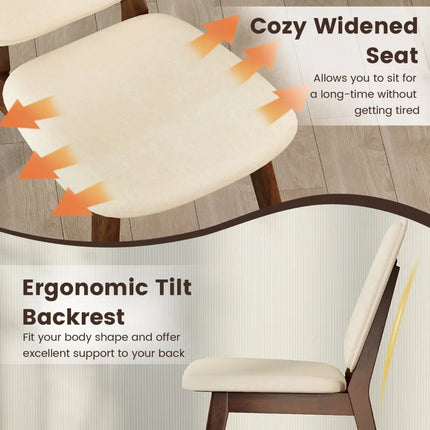 Wooden Dining Chair Set of 4 Mid-Century Modern Upholstered Side Armless Chair-Brown - Brown - Dining Chairs