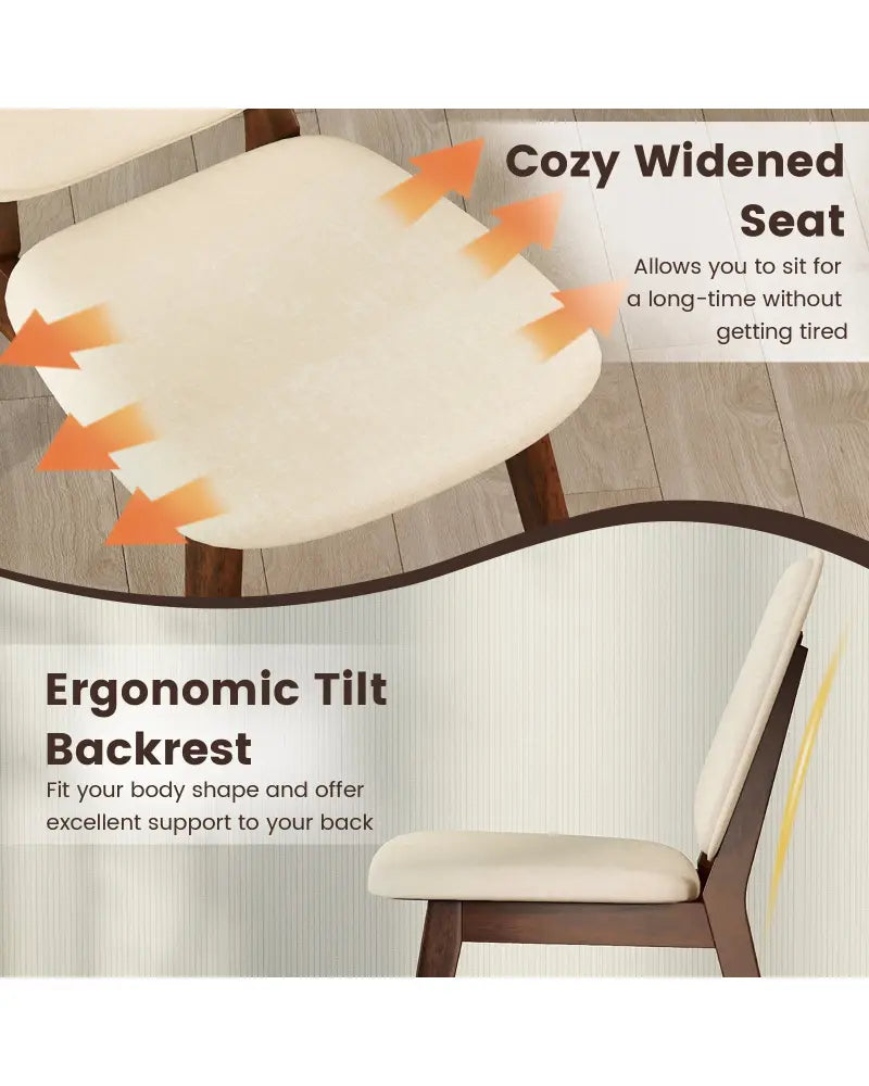 Wooden Dining Chair Set of 4 Mid-Century Modern Upholstered Side Armless Chair-Brown - Brown - Dining Chairs