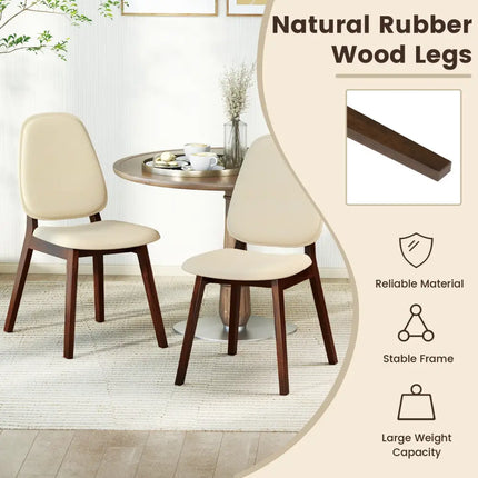 Wooden Dining Chair Set of 4 Mid-Century Modern Upholstered Side Armless Chair-Brown - Brown - Dining Chairs