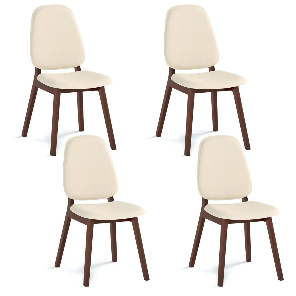Wooden Dining Chair Set of 4 Mid-Century Modern Upholstered Side Armless Chair-Brown - Brown - Dining Chairs