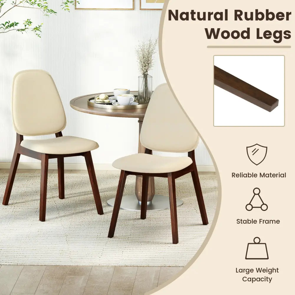 Wooden Dining Chair Set of 4 Mid-Century Modern Upholstered Side Armless Chair-Brown - Brown - Dining Chairs