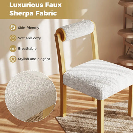 Wooden Dining Chair with Rubber Wood Frame and Cylinder Back Set of 2-White - White - Dining Chairs