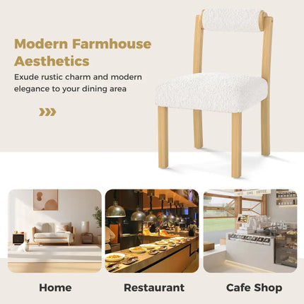 Wooden Dining Chair with Rubber Wood Frame and Cylinder Back Set of 2-White - White - Dining Chairs