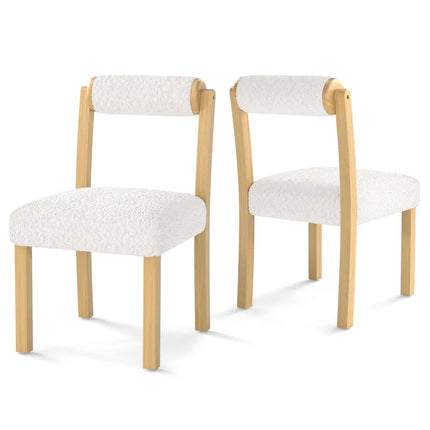 Wooden Dining Chair with Rubber Wood Frame and Cylinder Back Set of 2-White - White - Dining Chairs